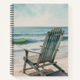 SOLITAIRE WATERVERF ADIRONDACK STOEL OP HET STRAND NOTITIEBOEK