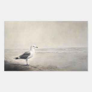 Solitaire zeemeeuw aan de kust rechthoekige sticker