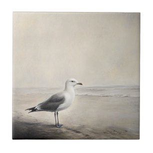 Solitaire zeemeeuw aan de kust tegeltje