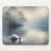 Solitaire zwaan op Misty Lake Muismat (Voorkant)