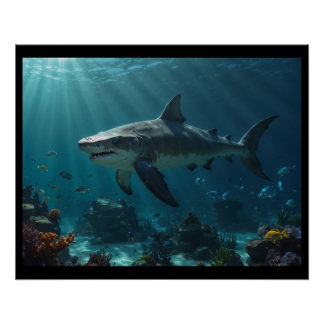 Solitaire zwemhaai perfect poster