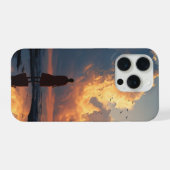 Solitude au coucher du soleil : femme en robe roug (Verso Horizontal)