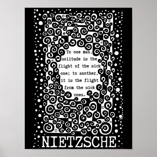 SOLITUDE zwart-wit citaat Nietzsche Poster (Voorkant)
