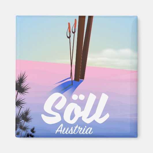 Söll, Oostenrijk Ski-reisposter Magneet (Voorkant)