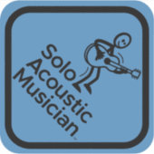 Solo Acoustic Musician Sticker 4"x4" Blue (Voorkant)