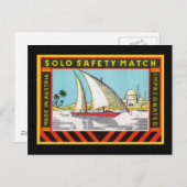 Solo Sailing Ship Match Label Briefkaart (Voorkant / Achterkant)