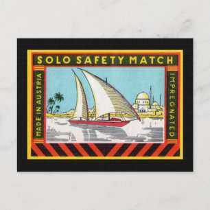 Solo Sailing Ship Match Label Briefkaart