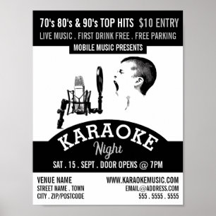 Solo Singer, Karaoke Event Adverteren Poster