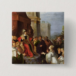Solomon en de koningin van Sheba Vierkante Button 5,1 Cm