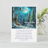 Solstice Deer d'hiver en neige Carte de Bénédictio (Debout devant)