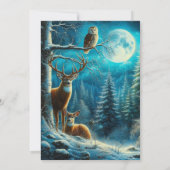 Solstice Deer d'hiver en neige Carte de Bénédictio (Dos)