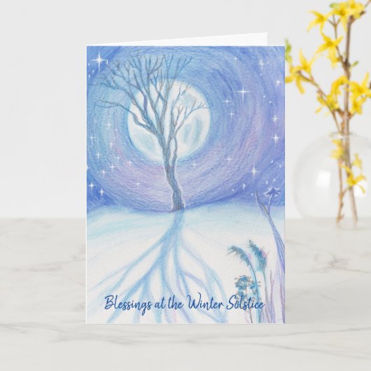 Solstice d'hiver carte pleine lune (Fleur jaune)