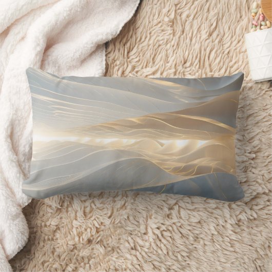 Solstice Echo – Luminous Gold Wave Abstract Throw Kussen (Deken)