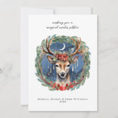 Solstice hiver Deer Wreath Carte de Noël (Devant)