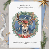 Solstice hiver Deer Wreath Carte de Noël