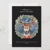 Solstice hiver Deer Wreath Carte de Noël (Devant)