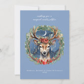 Solstice hiver Deer Wreath Carte de Noël (Devant)