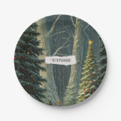 Solstice Spruce Gepersonaliseerde Kerstmis Papieren Bordje (Voorkant)