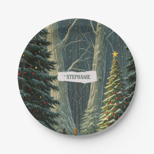 Solstice Spruce Gepersonaliseerde Kerstmis Papieren Bordje