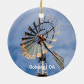 Solvang, Street Corner Clock en Windpomp Keramisch Ornament (Achterkant)