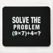 Solve The Problem (9×7)+4=_ Funny Math Teacher Muismat (Voorkant)