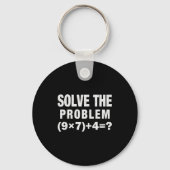 Solve The Problem (9×7)+4=_ Funny Math Teacher Sleutelhanger (Voorkant)