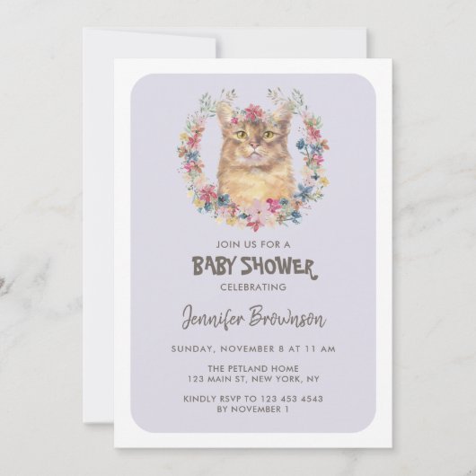 Somali Cat Baby shower Kaart (Voorkant)