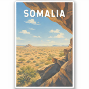 Somalie Illustratie Reis Kunst Vintage Sticker