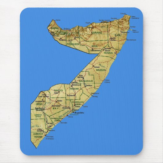 Somalië Kaart Mousepad Muismat (Voorkant)