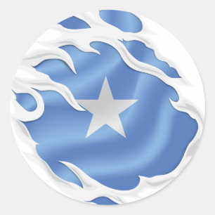 Somalië scheurt vlag klassieke ronde Sticker