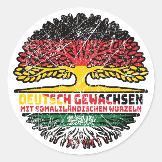 Somaliland Somaliländisch Deutsch Deutschland Baum Ronde Sticker (Voorkant)