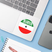 Somaliland Vlag Ronde Sticker (Laptop met iPhone)