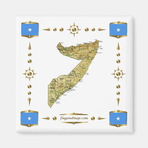 Somalische kaart + Flags Magnet Magneet