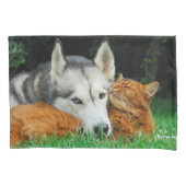 Somalische kat en Siberische Husky schattige vrien Kussensloop (Voorkant)