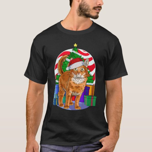 Somalische kat kerstboomschildering t-shirt (Voorkant)