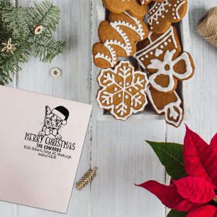 Somalische kat terug adres kerst 	rubberstempel