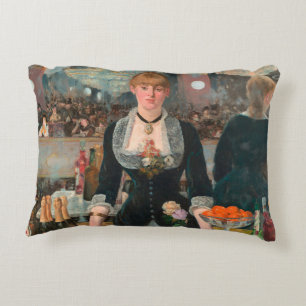 Sombere Parijse Barman Manet Een bar in de Folies- Accent Kussen