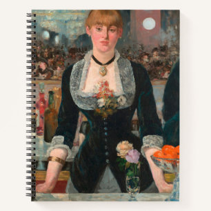 Sombere Parijse Barman Manet Een bar in de Folies- Notitieboek