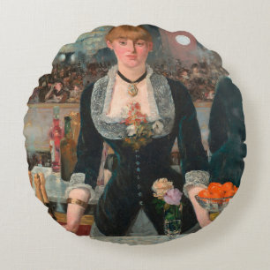 Sombere Parijse Barman Manet Een bar in de Folies- Rond Kussen