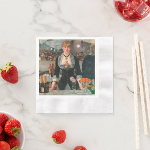 Sombere Parijse Barman Manet Een bar in de Folies- Servet