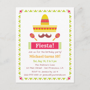 Sombrero en Snor Mexicaans Feestje Kaart