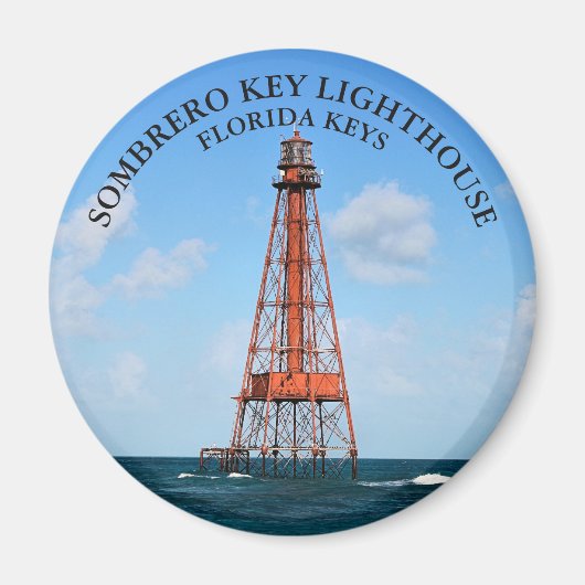Sombrero Key Lighthouse Florida Keys Round Magnet Magneet (Voorkant)
