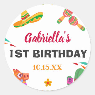 Sombrero Llama Mexican Style Fiesta First Birthday Ronde Sticker