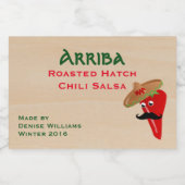 Sombrero met Chili Pepper Jar Label Voedselcontainer Etiket (Enkel label)