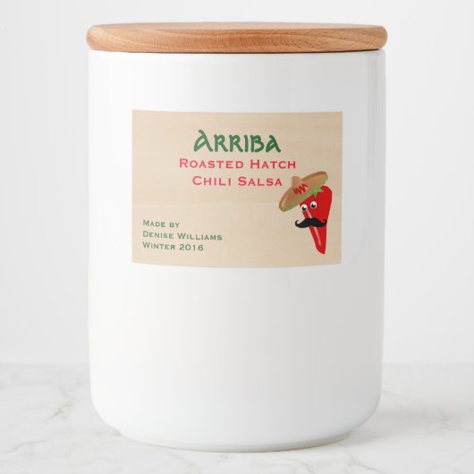 Sombrero met Chili Pepper Jar Label Voedselcontainer Etiket (Voorkant)