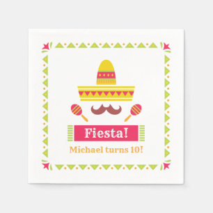 Sombrero Mustache Maracas Fiesta Napkins Servet