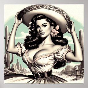 Sombrero Pin-up Poster