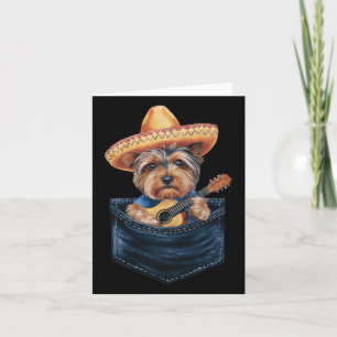 Sombrero Yorkshire Terrier Hond speelt gitaar Cinc Kaart