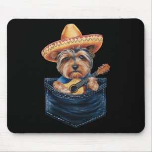 Sombrero Yorkshire Terrier Hond speelt gitaar Cinc Muismat