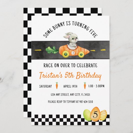 Some Bunny draait vijf paashaas race Kaart (Voorkant / Achterkant)